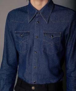 Blue Indigo Denim 70's Western Shirt -US Clothing Shop 11BO4A0785