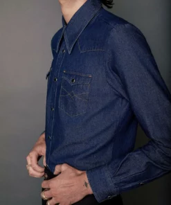 Blue Indigo Denim 70's Western Shirt -US Clothing Shop 11BO4A0806