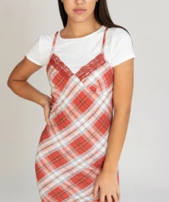 Plaid Cami Mini Dress With Tee