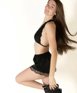Lace Hem Satin Shorts (Black) -US Clothing Shop 173 3307 BlkLaceHem2 25684.1685479735