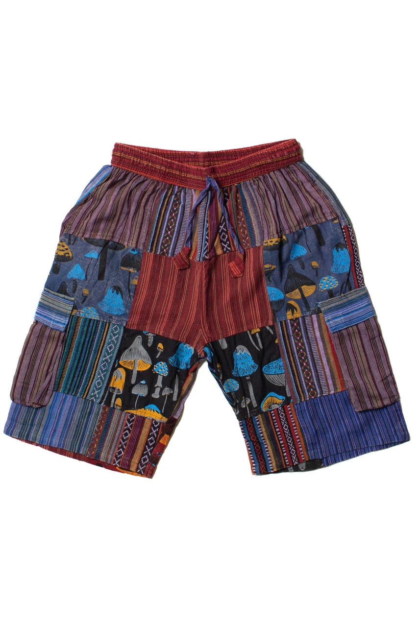 Indigo Mushroom Patchwork Cargo Shorts 3 Indigo Mushroom Patchwork Cargo Shorts - Image 3