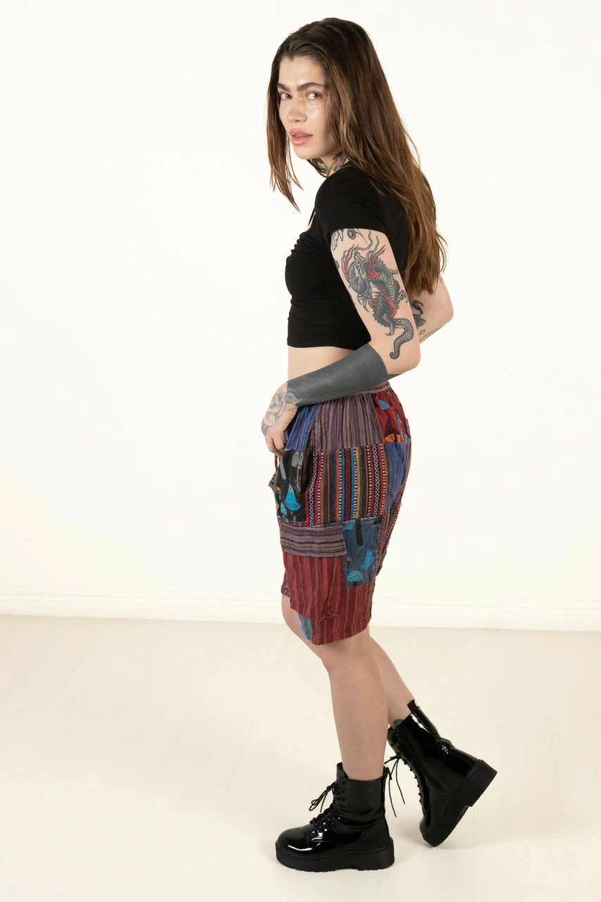 Indigo Mushroom Patchwork Cargo Shorts 4 Indigo Mushroom Patchwork Cargo Shorts - Image 4