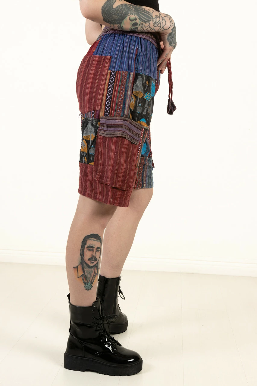 Indigo Mushroom Patchwork Cargo Shorts 5 Indigo Mushroom Patchwork Cargo Shorts - Image 5