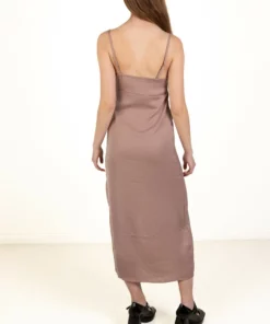 Taupe Satin Tie Front Maxi Dress -US Clothing Shop 174 6685antlertiemaxiback 57023.1683149344