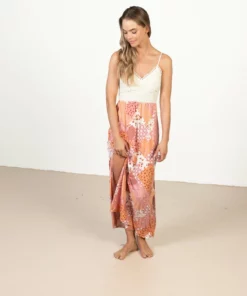Crochet Top Floral Patchwork Maxi Dress -US Clothing Shop 174 6809LacewithPinkMaxifront2 81422.1680275981