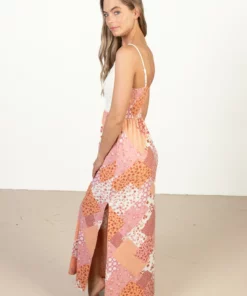 Crochet Top Floral Patchwork Maxi Dress -US Clothing Shop 174 6809LacewithPinkMaxifullside 16609.1680275982