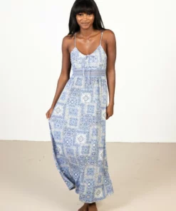 Periwinkle Bandana Patchwork Maxi Dress