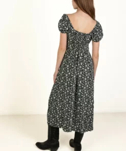 Black Daisy Puff Sleeve Maxi Dress 9 Black Daisy Puff Sleeve Maxi Dress -US Clothing Shop 174 6868PuffMaxiBlkback 12446.1683149049
