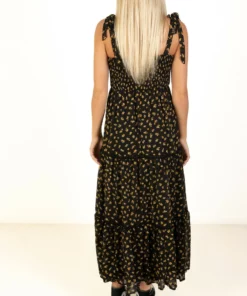 Black & Gold Floral Lace Trim Tiered Maxi Dress 9 Black & Gold Floral Lace Trim Tiered Maxi Dress -US Clothing Shop 174 6900GoldenTieStrapMaxiBack 88261.1684419260