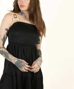 Black Crochet Strap Dress