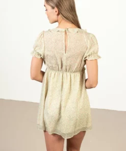 Sage Green Ruffle Floral Mini Dress -US Clothing Shop 174 6907SageGrnRuffleBack 90693.1680277490