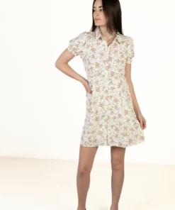 White Floral Shirt Dress