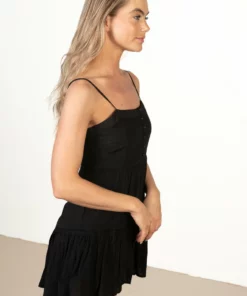 Black Ruffle Tiered Mini Dress -US Clothing Shop 174 6910RuffleTieredBlackSide 57225.1680277309