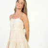 Natural Ruffle Tiered Mini Dress