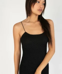 Black Bubble Knit Cami Dress -US Clothing Shop 174 6914 BlkBubbleDressDetail 4669 54335.1689263974