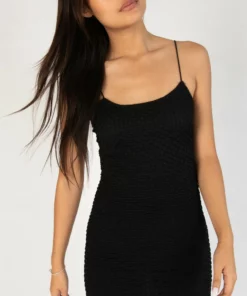 Black Bubble Knit Cami Dress