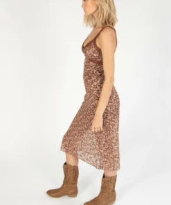Brown Lace Trim Printed Midi Dress -US Clothing Shop 174 6916 BrownFloralMaxiSide 4885 60802.1689264203