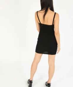 Black Bubble Rib Henley Mini Dress -US Clothing Shop 174 6920 BlkHenleyBack 4828 81410.1689264482
