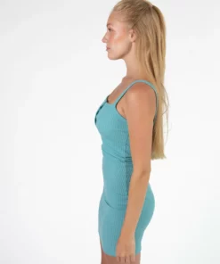Organic Mint Bubble Rib Henley Mini Dress -US Clothing Shop 174 6922 BlueHenleyDressSide 39818.1689964855