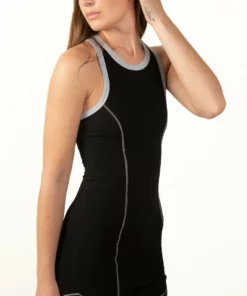 Black Ribbed Contrast Mini Dress