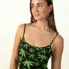 Weed Print Mini Dress