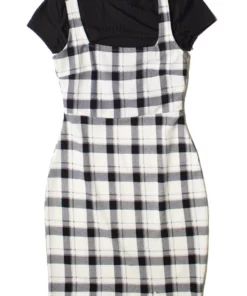 2 Piece Black Plaid Mini Dress With Tee -US Clothing Shop 174 6929 1 10181.1691090755
