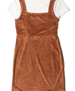 2 Piece Brown Corduroy Mini Dress With Tee -US Clothing Shop 174 6930 1 17802.1691638025