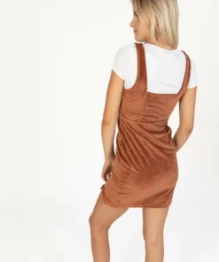 2 Piece Brown Corduroy Mini Dress With Tee -US Clothing Shop 174 6930 cord2pieceback 174 6930 Cord2piece 57398.1691638027