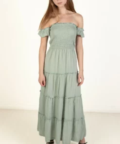 Spring Green Over The Shoulder Tiered Maxi Dress -US Clothing Shop 174 6936TieredMaxiDressFrostGreenfull 81859.1683148908