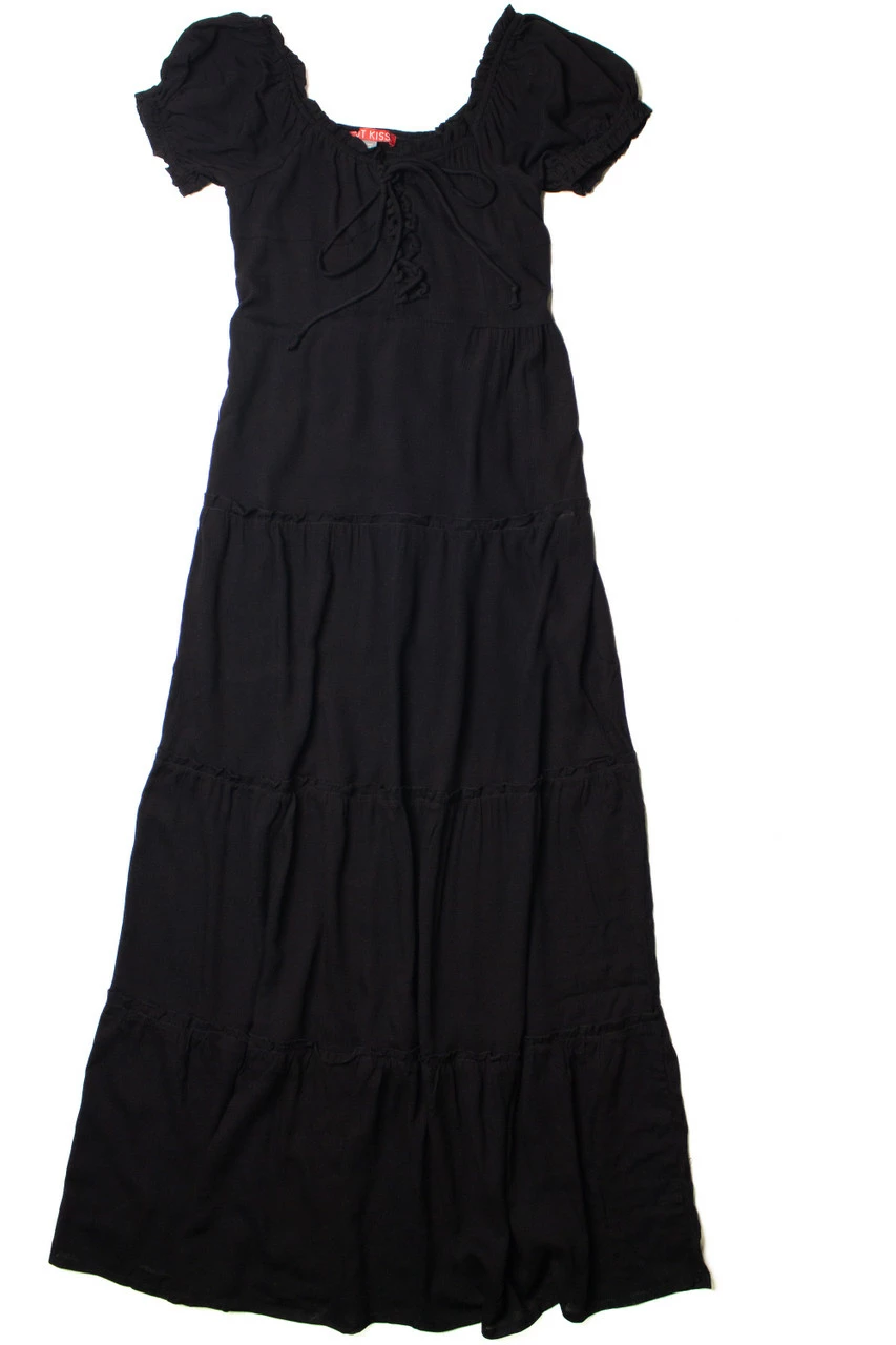 Black Lace Up Milkmaid Maxi Dress 6 Black Lace Up Milkmaid Maxi Dress - Image 6