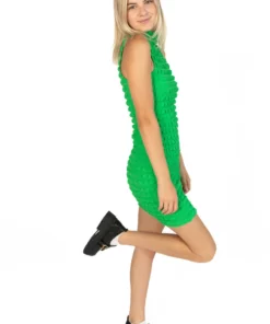 Green Bubble Sleeveless Mock Dress -US Clothing Shop 174 6943 GreenBubDressSide 31042.1691638131