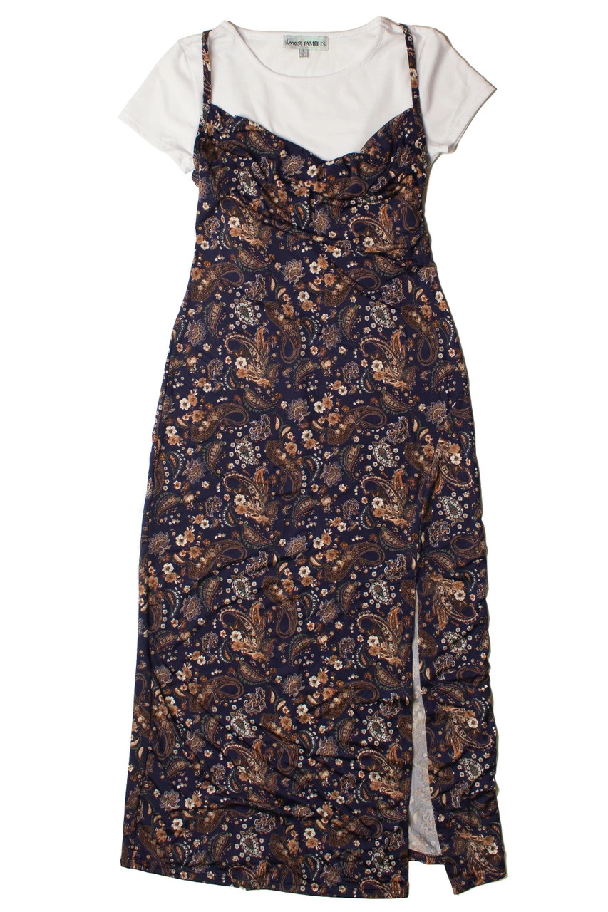 2 Piece Navy Paisley Maxi Dress With Tee 6 2 Piece Navy Paisley Maxi Dress With Tee - Image 6