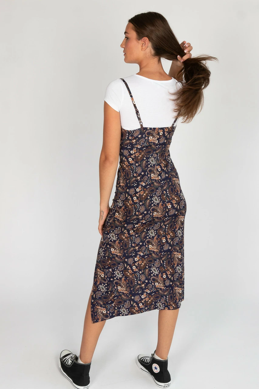 2 Piece Navy Paisley Maxi Dress With Tee 5 2 Piece Navy Paisley Maxi Dress With Tee - Image 5