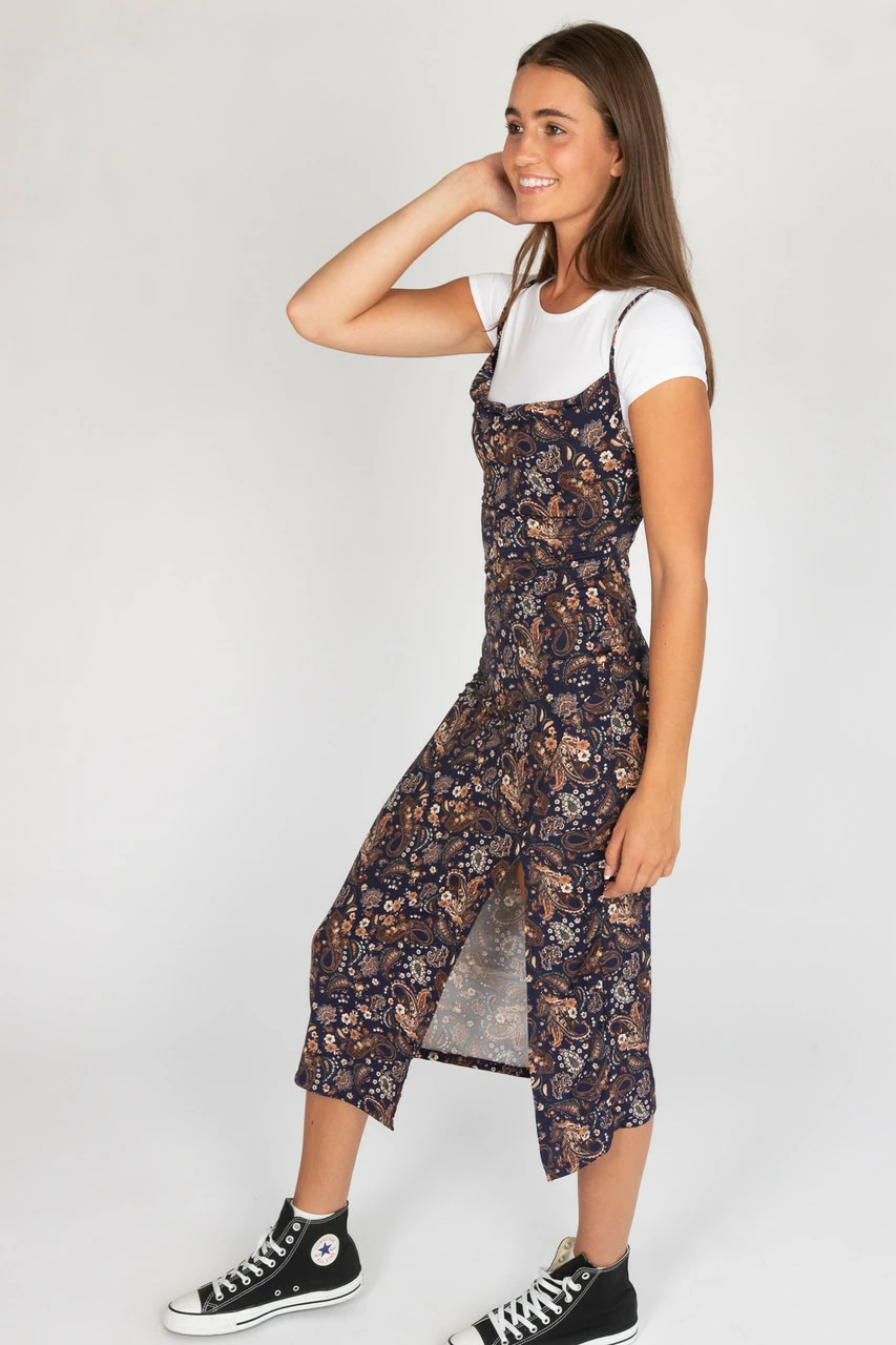 2 Piece Navy Paisley Maxi Dress With Tee 4 2 Piece Navy Paisley Maxi Dress With Tee - Image 4