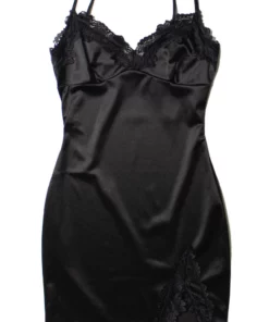 Black Lace Trim Satin Slip Dress -US Clothing Shop 174 6955 1 91315.1691090852