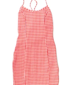 Red Gingham Lace Up Back Mini Dress -US Clothing Shop 174 6960 1 40282.1685738684