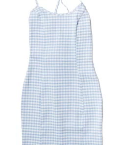 Blue Gingham Lace Up Back Mini Dress -US Clothing Shop 174 6961 1 18197.1685553997