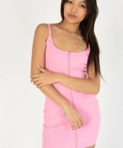 Taffy Pink Zip Up Cami Dress