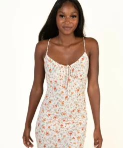 White Floral Milkmaid Cami Mini Dress