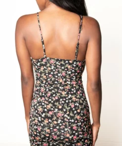 Black Floral Milkmaid Cami Mini Dress -US Clothing Shop 174 6969 BLKFloralDressBack 85880.1686167351