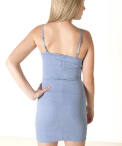 Chambray Lace Trim Ribbed Mini Dress -US Clothing Shop 174 6971 PeriwinkCamiDrBack 35454.1686597520