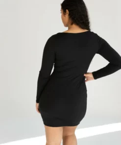 Long Sleeve Square Neck Mini Dress -US Clothing Shop 174 6978 BlkSquareNeckBack 71718.1696609782