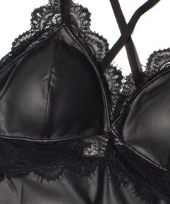 Pleather And Lace Mini Dress -US Clothing Shop 174 6980 2 95532.1696609864