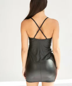 Pleather And Lace Mini Dress -US Clothing Shop 174 6980 LAcePlSlipBack 08590.1696609866