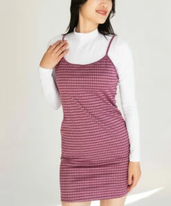 Front Page 46 2 Piece Plaid Mini Dress With Long Sleeve Tee