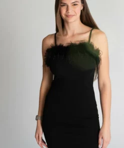 Feather Trim Cami Mini Dress