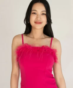 Feather Trim Cami Mini Dress 8 Feather Trim Cami Mini Dress -US Clothing Shop 174 P 6950 FeatherDressPinkCU3 98701.1697861400