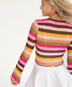 Spring Garden Bell Sleeve Crochet Stripe Sweater -US Clothing Shop 176 2395 StripeBellBack 176 2395 StripeBell 61925.1691680670