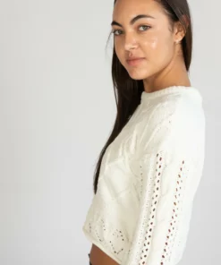 Egret Mixed Stitch Sweater -US Clothing Shop 176 2404 CreamSweatSide 54854.1696610266