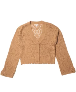 Brown Bell Sleeve Pointelle Cardigan -US Clothing Shop 176 2410 1 57136.1689265105